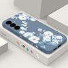 For Samsung S25 Ultra S24 FE S23 A56 A36 A16 A55 Phone Shell Floral Print Matte Lens Protection TPU Lanyard Soft Shockproof Silicone Slim Case Cover