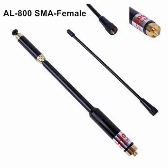 AL-800 Dual-Band Walkie-Talkie Antenna: High Gain Telescopic Whip for 888S/5R/UV82, SMA Female