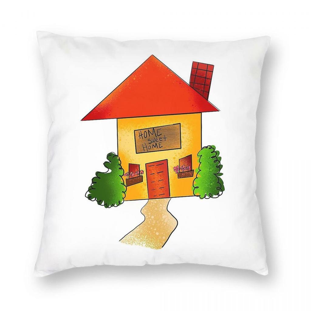 Home Sweet Home Pillowcase Polyester Linen Velvet Printed Zip Decorative Pillow Case Sofa Seater Cushion Cover