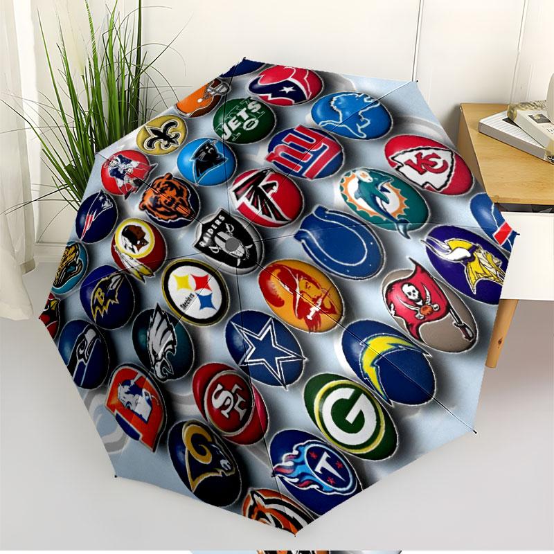 NFL Print Automatic Open Close Umbrella, Portable Foldable Umbrella, for Outdoor Commute Camping Trip, Ideal Birthday Gift