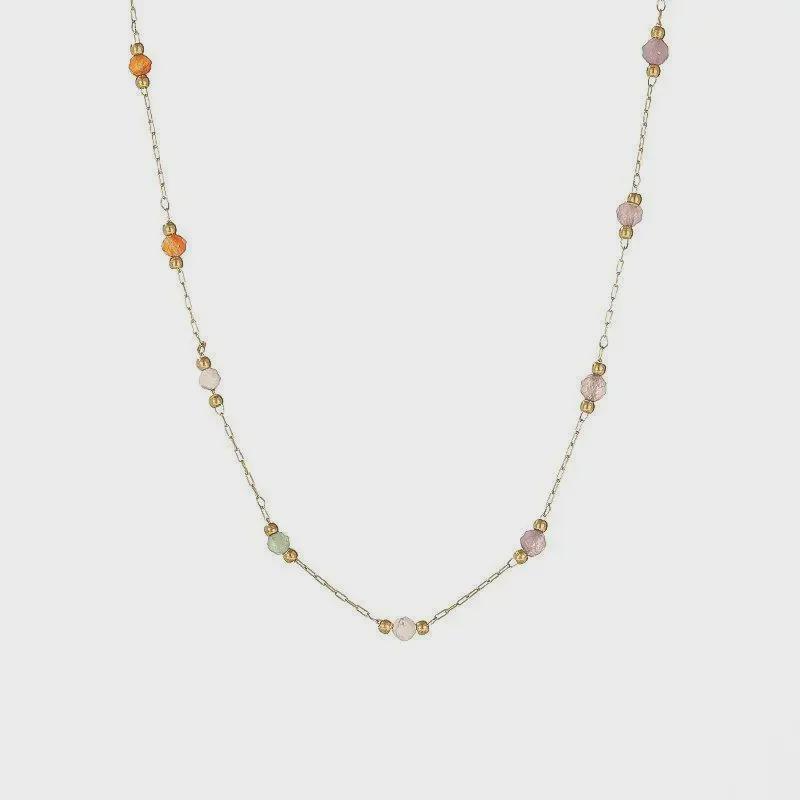 Ожерелье из титановой стали с разноцветными бусинами - устойчивая к выцветанию цепочка на ключицу для женщин