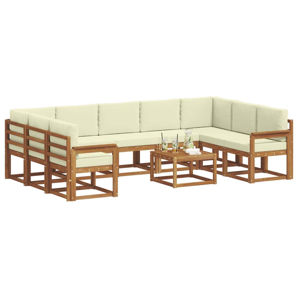 Outdoor Sofa Set with Cushions 10 pcs Natural and Cream