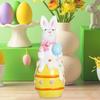 Статуэтка пасхального кролика, резиновые фигурки кроликов с цветком/яйцом/морковкой, настольные украшения для домашнего офиса, фермерского дома, весенний декор