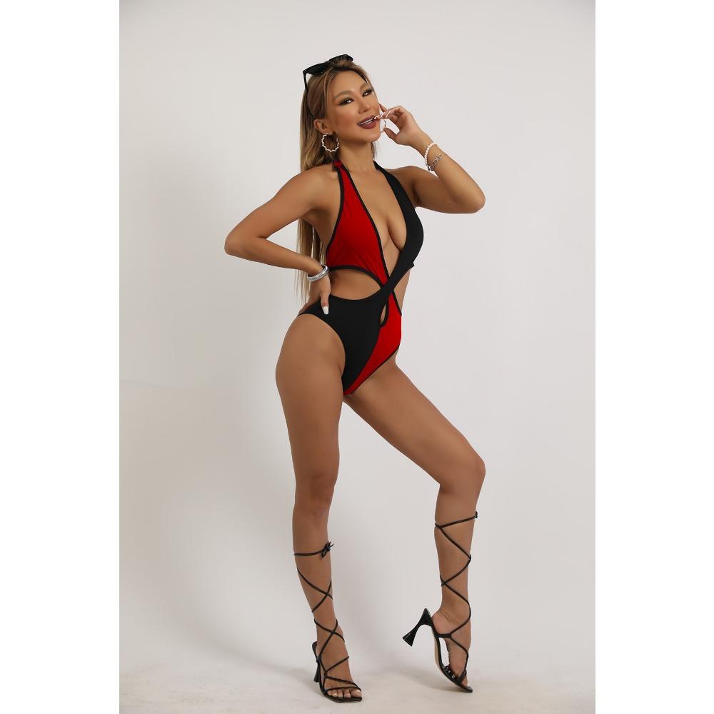 Европейский и американский сексуальный цельный купальник, сплошной цвет, нейлоновый купальник, женский крест