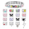 Shiny Colorful Crystal Butterfly Bow Knot Heart Italian Charm Links Fit 9mm Stainless Steel Bracelet Women Y2K DIY Making Gift