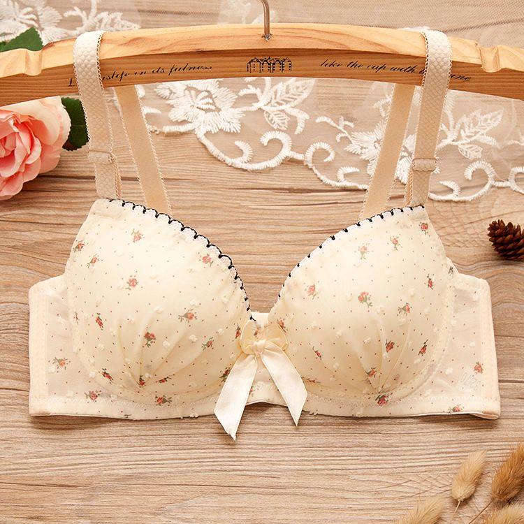 Sexy Push Up Bras Sweat 3/4 Cup Underwear For Women Printed Floral Lingerie Female Bras Cute Brassiere