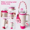 Floral Themed Thermal Cup Accessories Set Bottle Handle Strap/Silicone Cup Boots/Spill Proof Stopper/Hairball Charm Kit