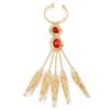 Gift Indian Thai Red Gem Nail Rings Golden Finger Bracelet Knuckle Rings Belly Dance Bracelet