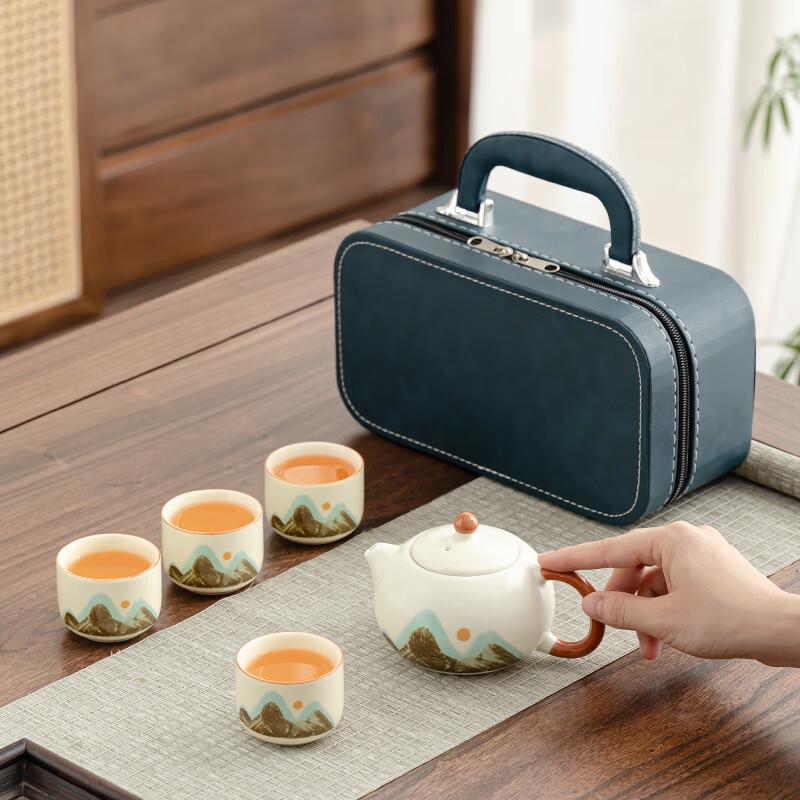 Cha Xun Portable Ru Kiln Ceramic Travel Tea Set