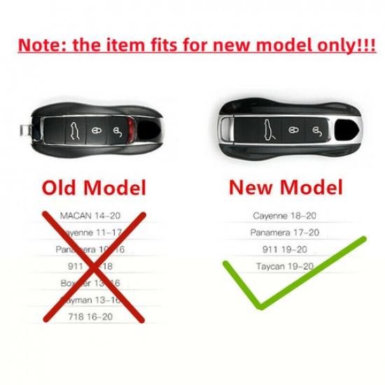 Real Leather Side + Silver Middle Car Remote Key Case For Porsche Panamera 17 18