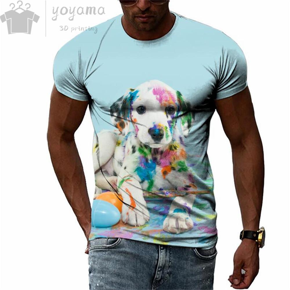 Мужская летняя футболка с милым 3D-рисунком немецкой овчарки, мужские летние футболки с коротким рукавом