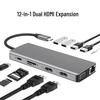 USB-C док-станция 12-в-1: Двойной HDMI 4K, Гигабитный Ethernet-хаб для ноутбуков