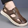 Fashion Men Soft Sole Comfort Sport Sandals Outdoor Light Beach Split Cow Leather Hollow Out Shoes Summer Anti-Slip Casual Men Sandals