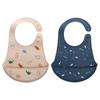 Daily Like Bonbon Silicone Bib 2-piece Set, 08 Baby Dino, 09 Universe, 1 Set