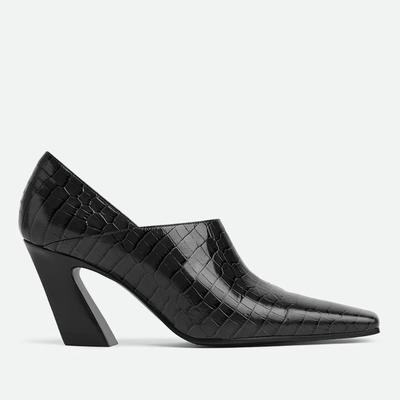 Модные европейско-американские туфли на высоком толстом каблуке с квадратным носком, с каменным узором, для модных показов, для работы, повседневные, женские одинарные туфли 42