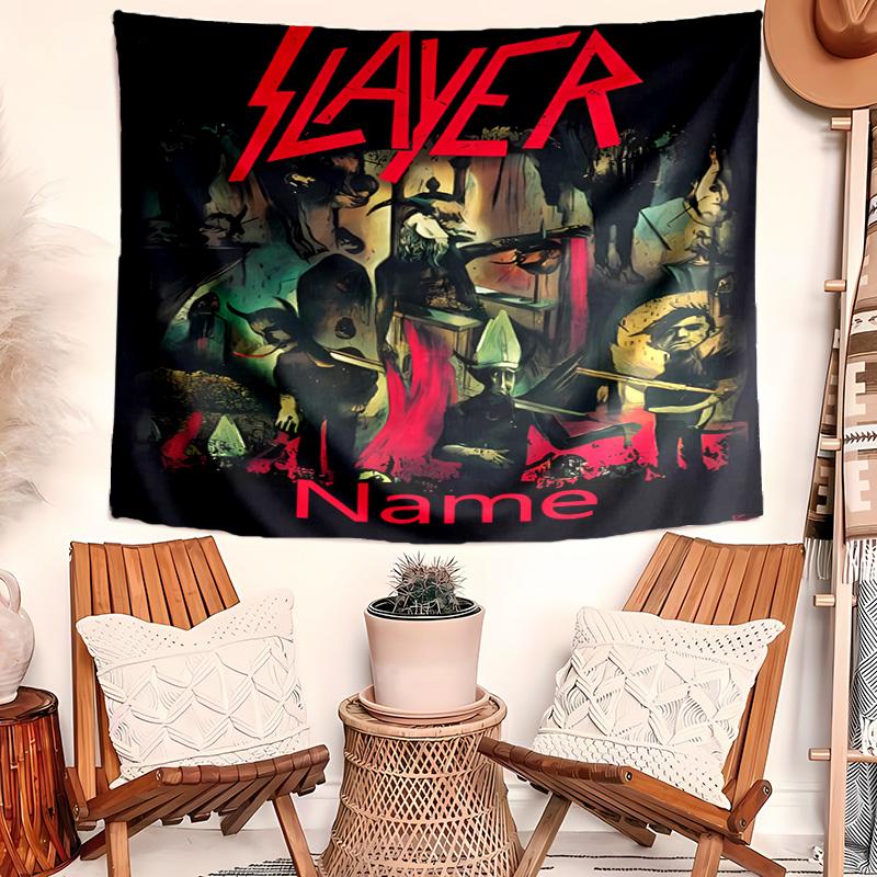 Personalized Slayer logo Background Tapestry,Custom Name Birthday Party,Multifunctional Wall Decoration for Home Decor,Various Occasions