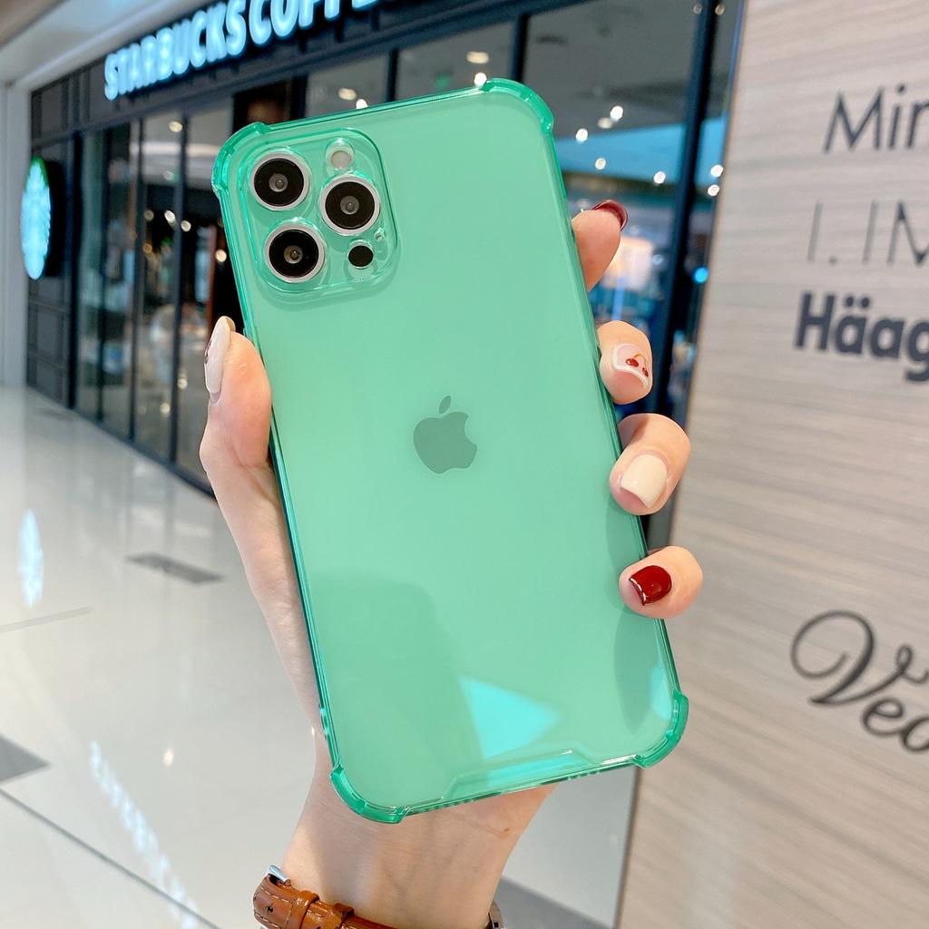Применимо к iPhone 14 четырехсторонний противоударный флуоресцентный чехол креативный цвет прозрачный однотонный противоударный чехол для мобильного телефона Apple 15PROMAX