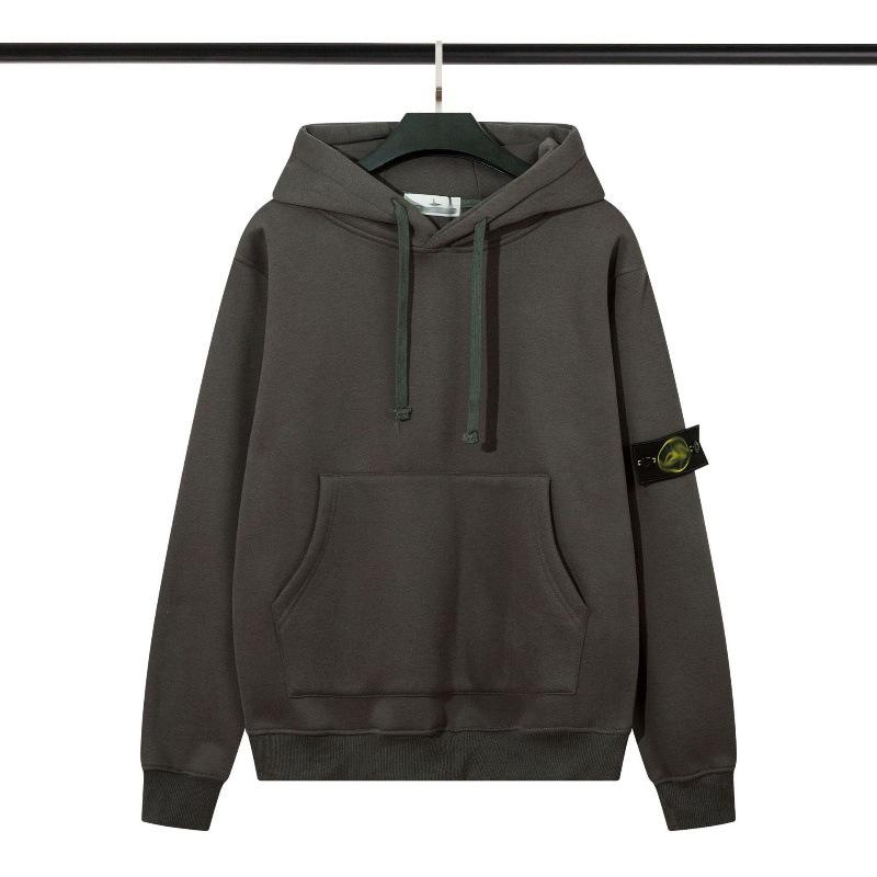 Толстовка с капюшоном American Autumn/Winter Stone Badge - Plus Velvet Hooded Sweater для пар