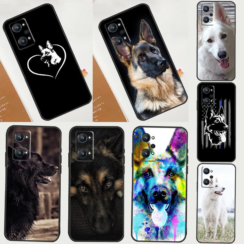 Cartoon German Shepherd Dog Case For Realme C53 C55 C67 C61 C75 C51 C21Y C25S GT 6 6T 5 GT7 Pro 10 11 12 13 14 Pro Plus