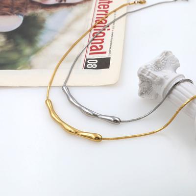Модное асимметричное кольцо с изгибами и складками из титановой стали 18K, геометрическое ювелирное изделие, ожерелье для женщин