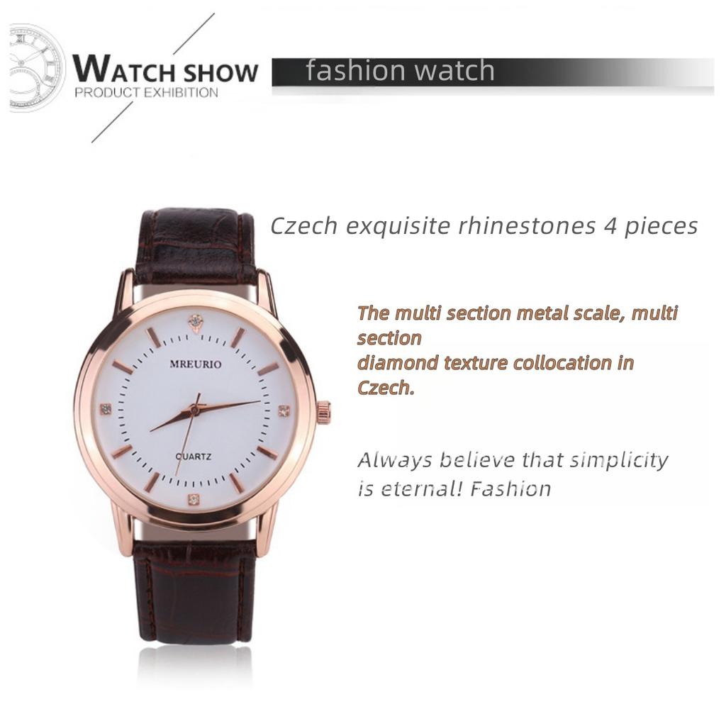 Mens Watch Luxurious Casual Quartz Leather Classic Round Dial Business Watch Suitable Gift for Your Partner