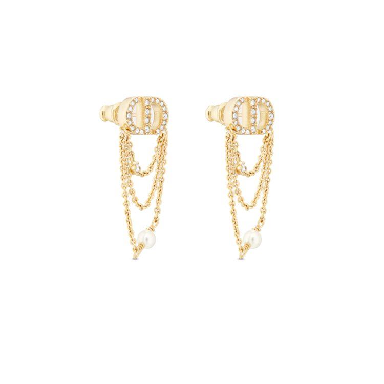 Dior Logo Design Metal Resin Pearl Crystal Earrings Women earrings Gold E3093WOMCYD03S