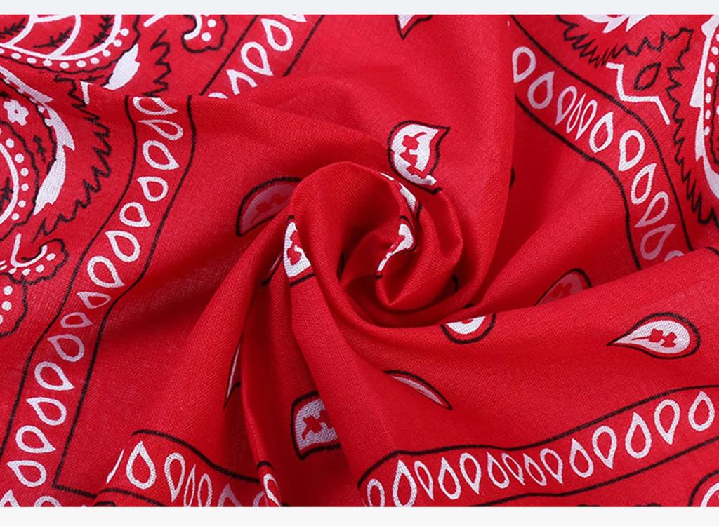 Trifong Bandana Red Handkerchief Adult Bandana Paisley Red 100% Cotton Cotton Bandana Men's Unisex 55cm x 55cm KC-D