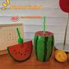 Стакан-арбуз с крышкой и соломинкой, многоразовые пластиковые стаканы для питья в виде арбуза, забавные