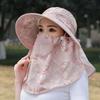 Wide-Brimmed Picking Tea Hat Flower Neck Protection Hat Sun Hat Sunshade Shawl Cap  Jogging