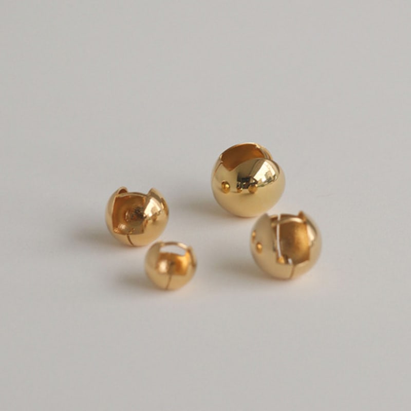 modernlike 14k GF silver ball one-touch earrings