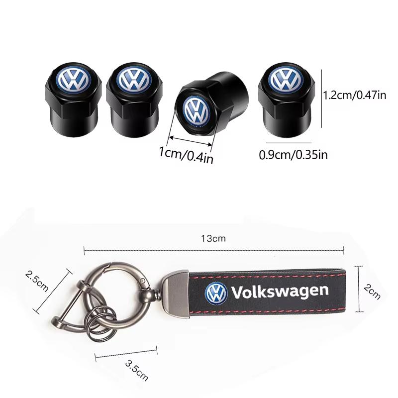 VW Car Tire Wheel Valve Caps Cover Suede VW Car Key Chain Ring Keychain For VW GTI Polo Tiguan Arteon ID.3 Jetta Golf MK6 Passat HN5F