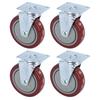 4PCS Heavy Caster 360 Degrees  Rotation Plate PU Universal Wheel for Furniture Shopping Cart5in 250lb