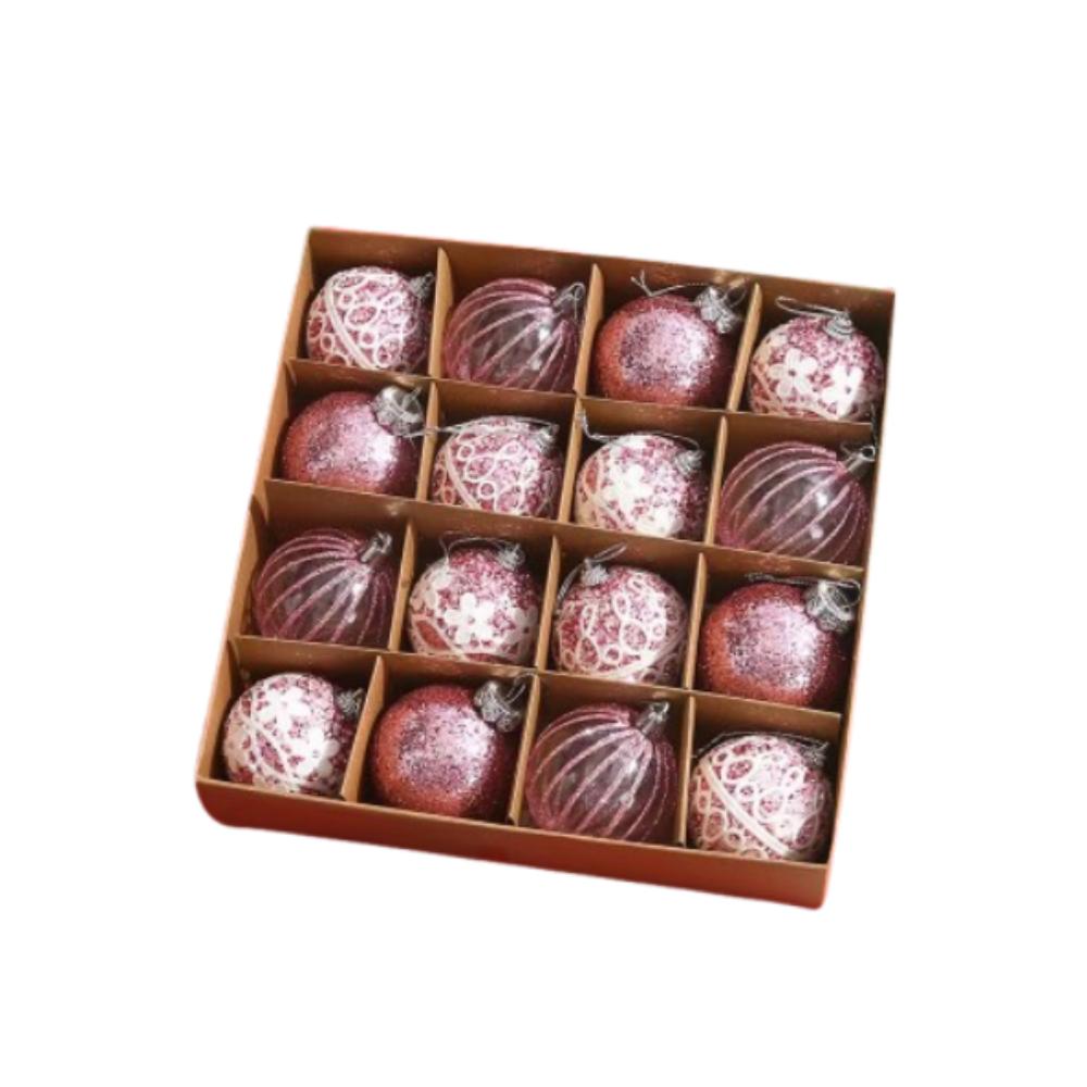 16pcs 6cm Christmas Balls Pendant Glitter Shatterproof Christmas Hanging Balls Set Foam Reusable Xmas Tree Ornaments