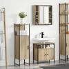 Bathroom Furniture Set with Shelf and Door 3 pcs Brown Particleboard