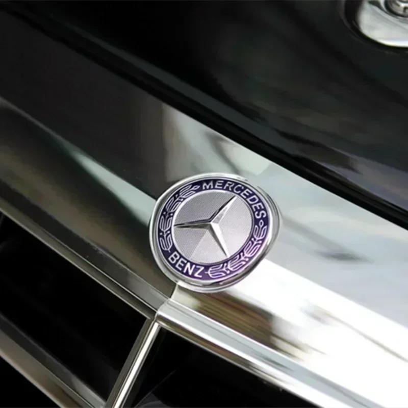 HGQ5   Car Front Engine Hood Emblem 42mm-Curved 38mm-Flat ABS Badge for Mercedes Benz C Class E Class C200 E260 E300L S400L Label