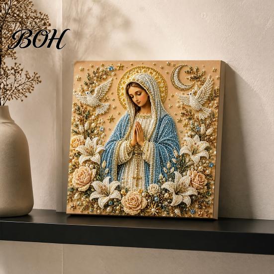 Decorative Balcony Pieces DIY Jesus Pearl Art Kit, Diamond Painting for Adults, Christian Mosaic Colorful Crafting Materials Craft Christ Gem Crafts,