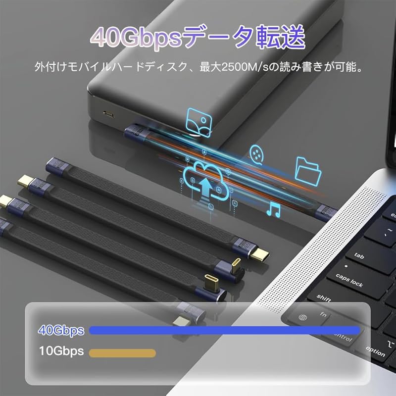 YFFSFDC USB4.0 удлинительный кабель типа C, высокоскоростная передача данных 40 Гбит/с, совместимость с PD, быстрая зарядка 240 Вт/5 А, видеовыход 8K при 60 Гц, левый и правый 90°