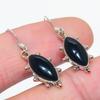 Natural Black Onex Gemstone 925 Solid Sterling Silver Jewelry Earring 1.25" w2I28