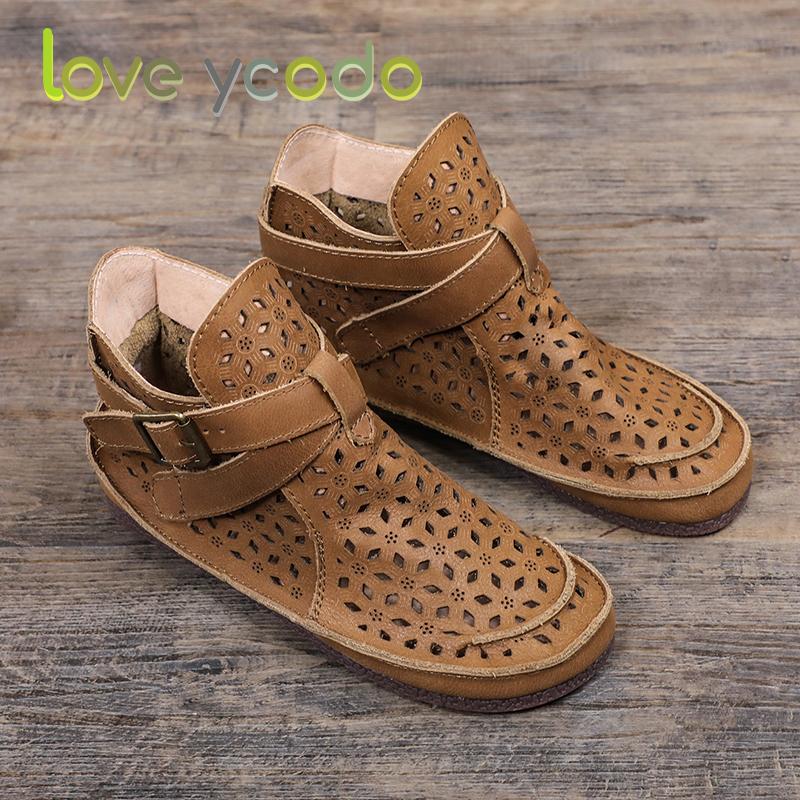Женские летние удобные повседневные ботильоны из натуральной кожи Love Ycodo