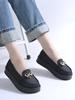 Shoetopia Женские туфли-лоферы на платформе | Стильные повседневные туфли без шнуровки с металлическим декором | Удобная обувь на каждый день, балетки