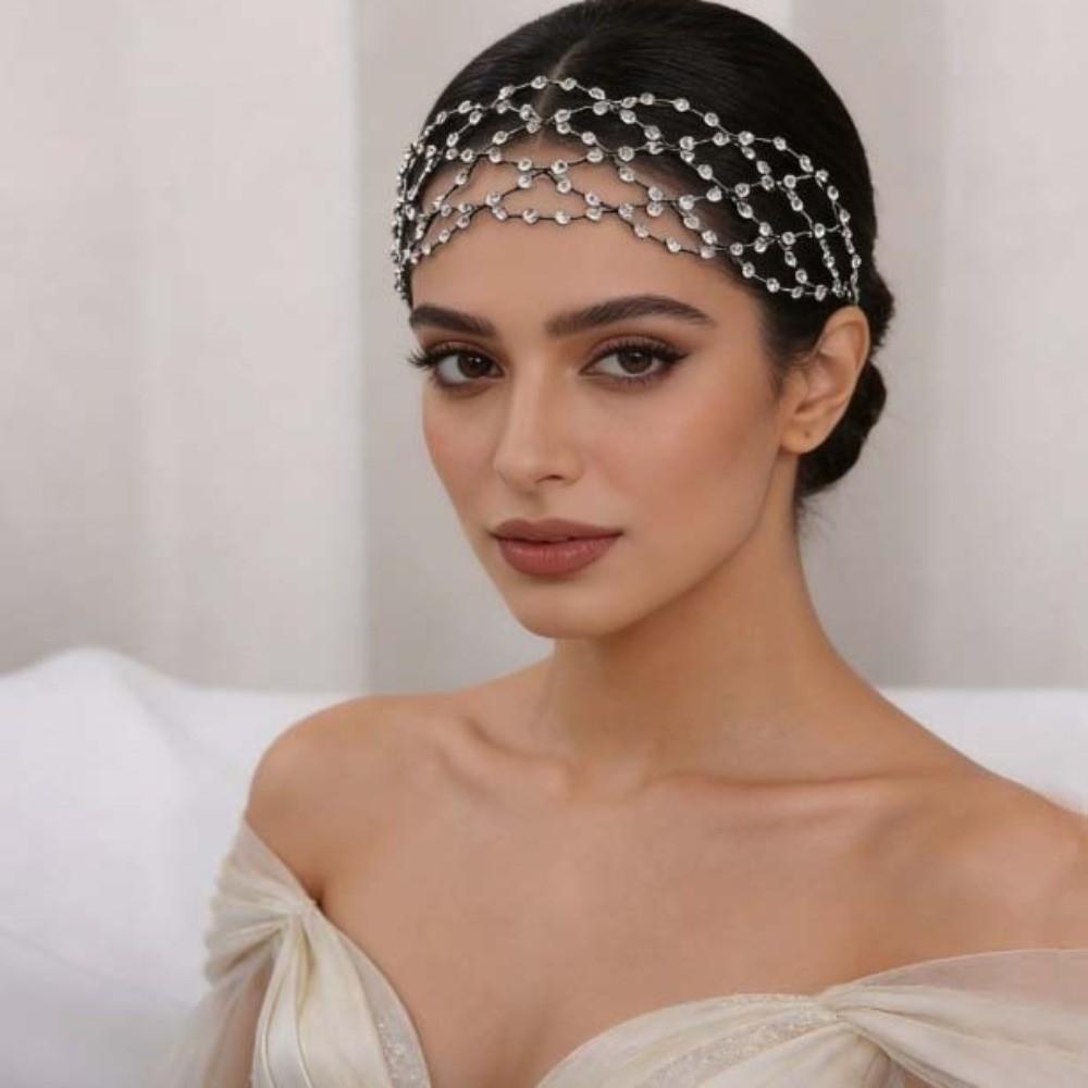 Wedding Headpieces Hair Net Crown Sparkling Bride Hair Bands Luxury Rhinestone Tiara  Party