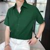 INCERUN Летние мужские однотонные рубашки с короткими рукавами
