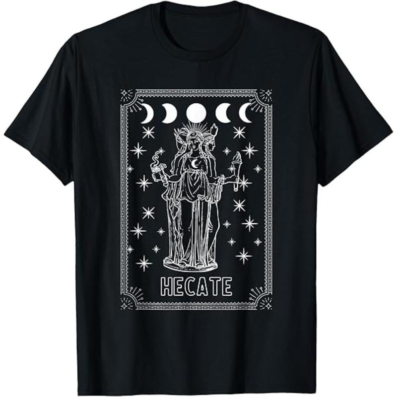 Novelty Triple Moon Goddess Hecate Tarot Card Unisex T Shirt Cotton Tee Unisex Oversized Loose Summer ONeck Casual Streetwear Top