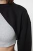 Women's Fashion Stylish Sweatshirt Black Asymmetrical Super Crop Crew Neck Thin Knitted Sweatshirt