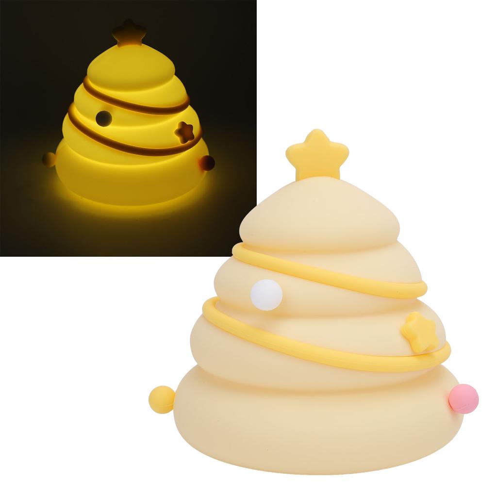 Xmas Tree Night Light Decor Silicone Cute Nursery Nightlight 3 Level Dimmable Rechargeable Bedside L