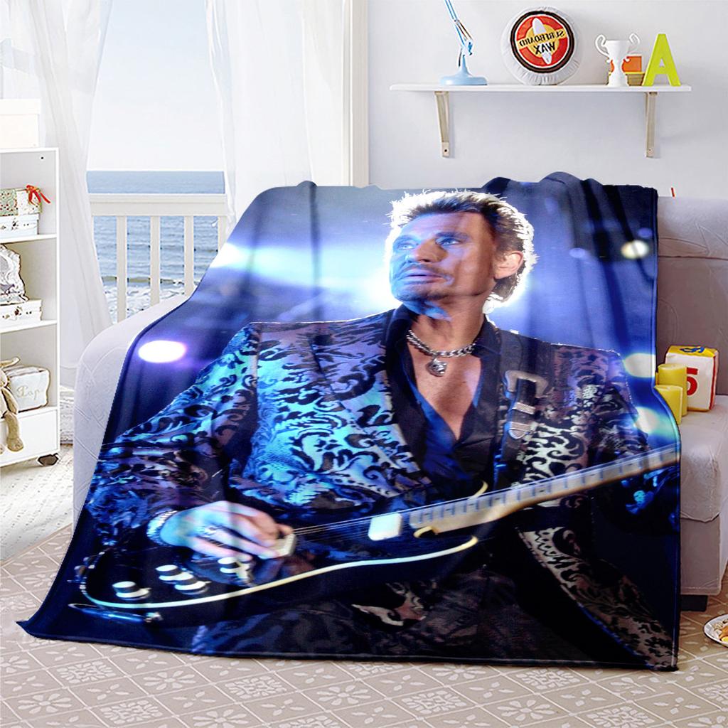 French legendary rock singer and actor Johnny Hallyday blanket soft home furnishing nap decoration four seasons warm Sherpa blanket U22