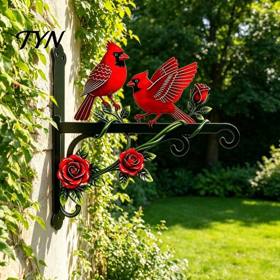 Heavy Duty Metal Hooks for Hanging Plants Red Bird Plant Hanger, Outdoor Wall Hook, Mounted Rust Proof Iron Support Bracket Plants,