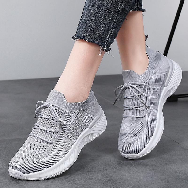 Дышащая сетка Женские кроссовки для бега Легкие повседневные спортивные туфли Вязаные балетки Носки-обувь для ходьбы