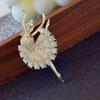 Retro Ballet Dancer Little Girl's Brooch Temperament Is Light, Luxurious, Exquisite, and High-end. Zircon Pin Brooch Decoration Clothing