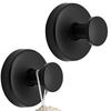 Roha Suction Cup Hooks 2-Pack, Extra Strong Towel Holder for Shower and Bathroom, Black, Versatile 2.0